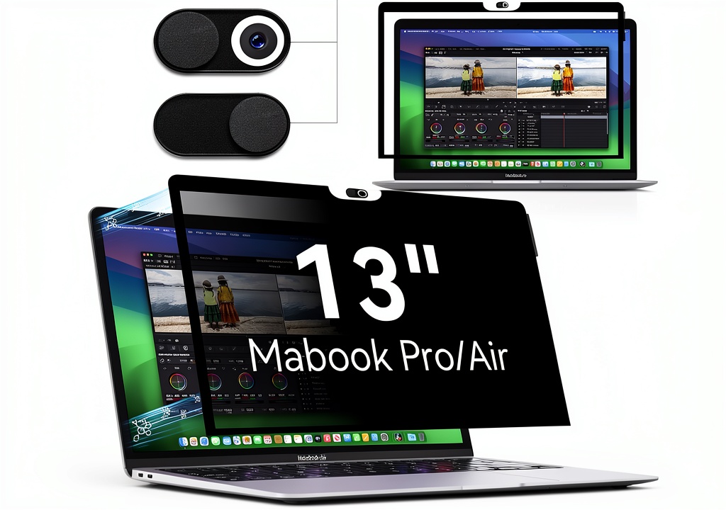 MacBook privacy screen in use
