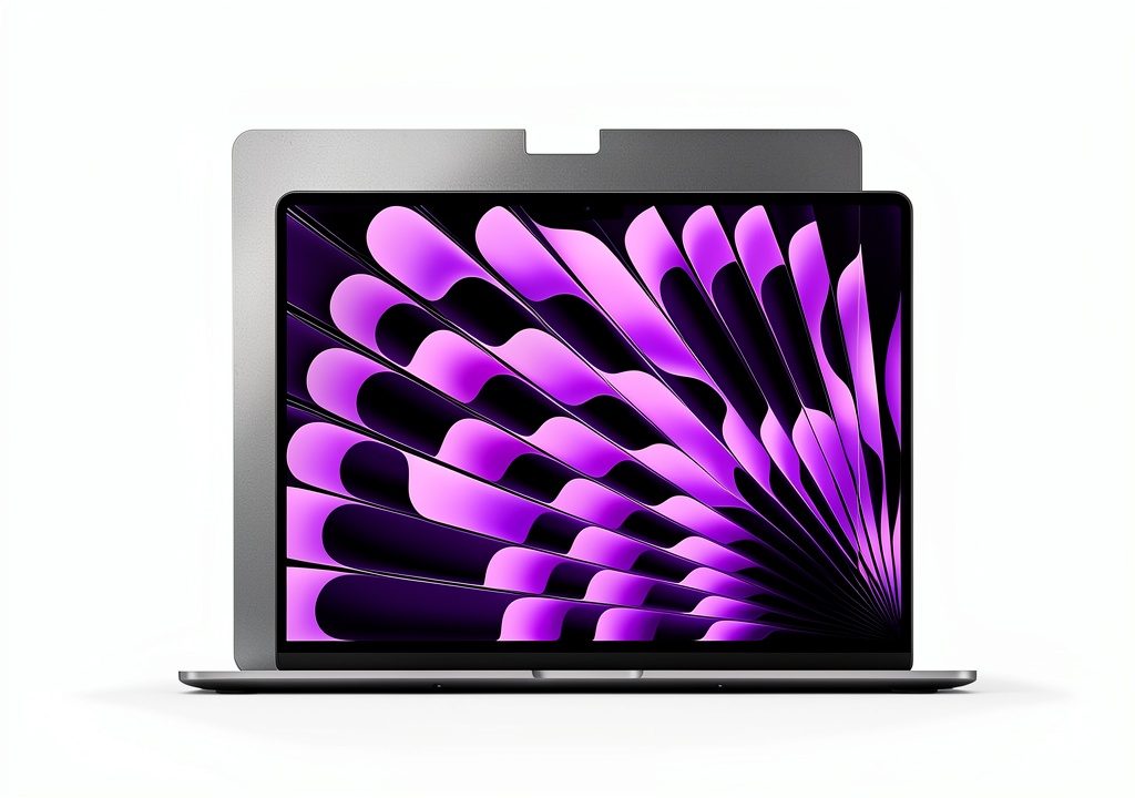 Laptop screen protector applied on a sleek laptop in a bright office