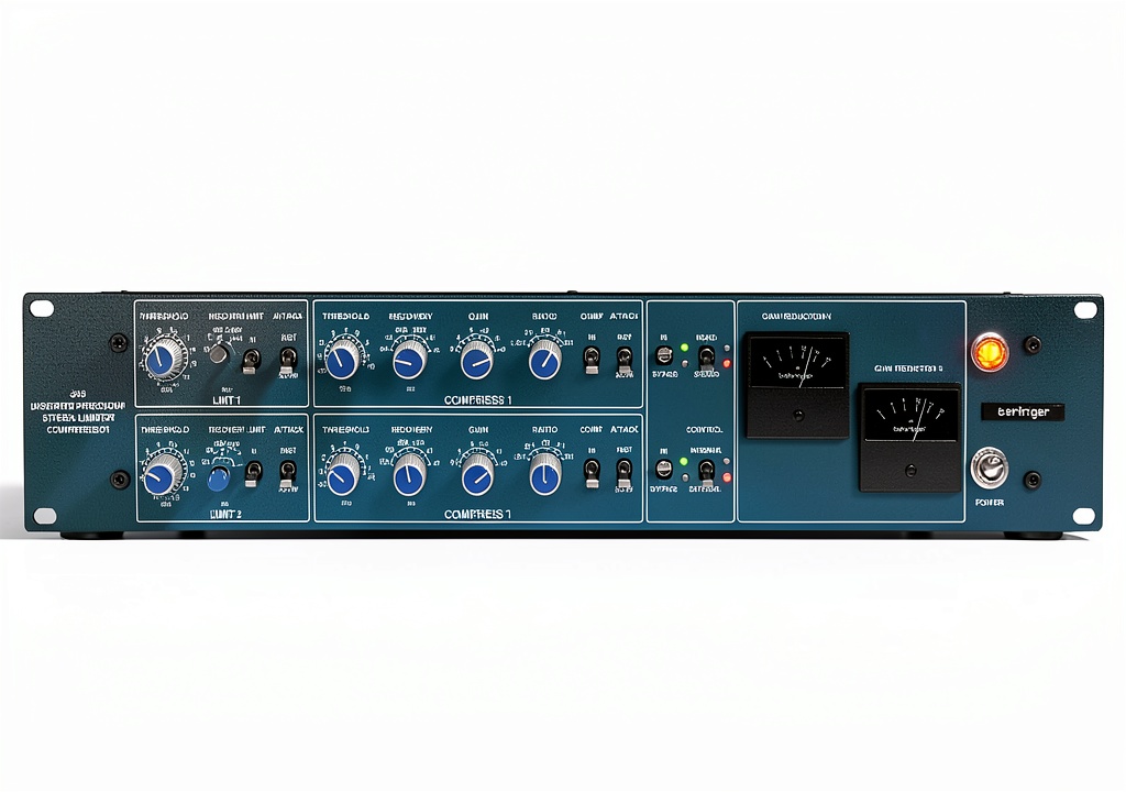 Behringer 369 installed in a studio rack with cables connected