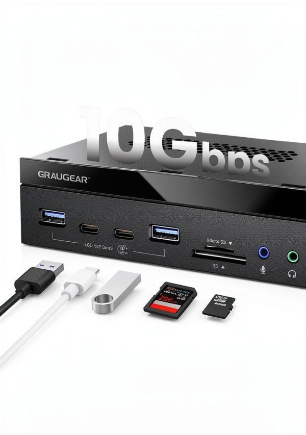 GRAUGEAR 5.25'' USB Hub with Card Reader for PC-1