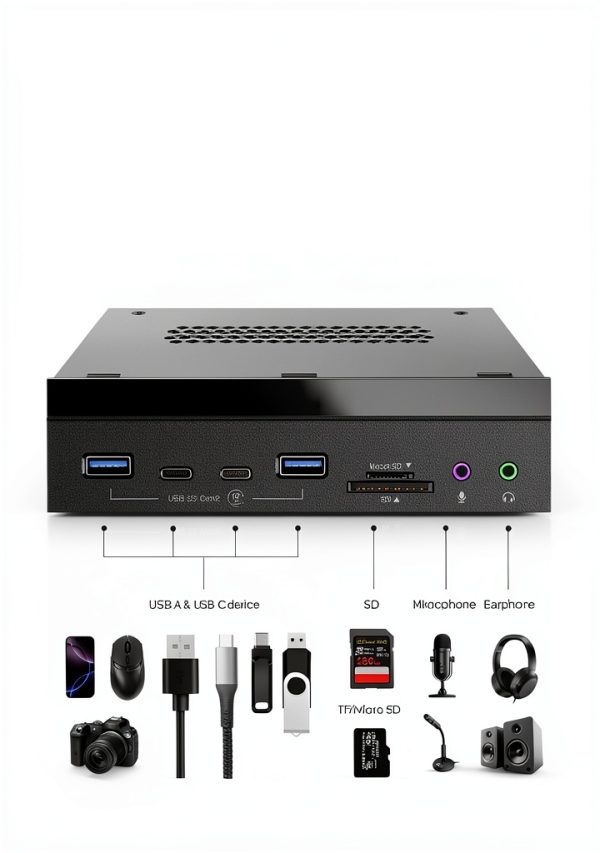 GRAUGEAR 5.25'' USB Hub with Card Reader for PC-4