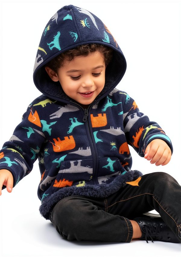 Achiyi Toddler Fleece Jacket Boys 4-5T Navyblue Diamond Windproof Hood-1
