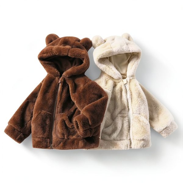 Toddler Hoodie Bear Jacket Off-White 100% Polyester-6