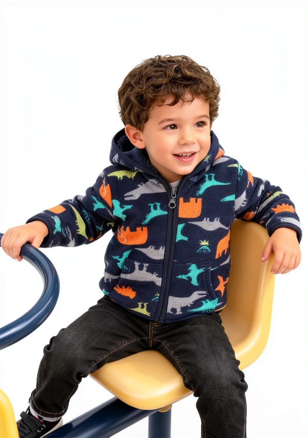 Achiyi Toddler Fleece Jacket Boys 4-5T Navyblue Diamond Windproof Hood-3