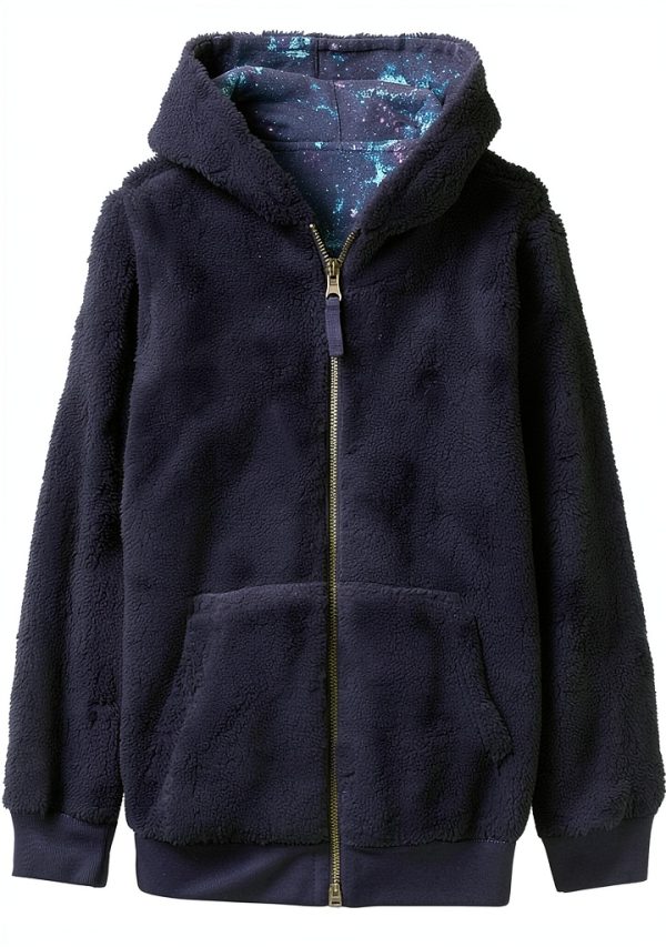 Lands End Kids Fleece Sweatshirt Unisex Cotton Blend Hood Zip-2