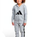 adidas boys fleece jacket set medium grey heather 3T-0