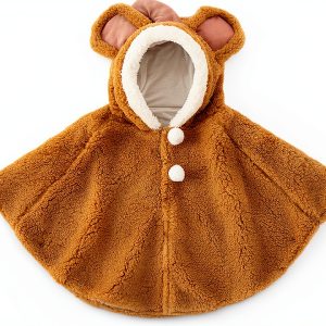 Kids Hooded Cloak XGOPTS One Size Khaki/Blue/Pink Soft Fleece-0