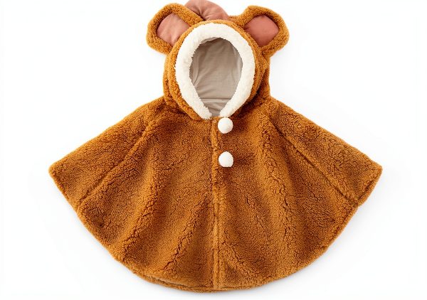 Kids Hooded Cloak XGOPTS One Size Khaki/Blue/Pink Soft Fleece-0