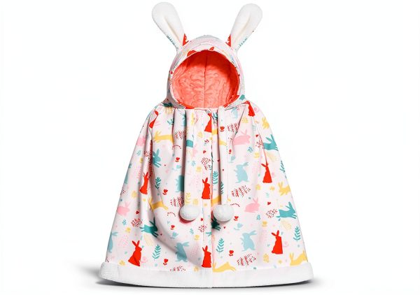 SONARIN Baby Hooded Cloak Soft Cotton Velvet Rabbit Style One Size-3