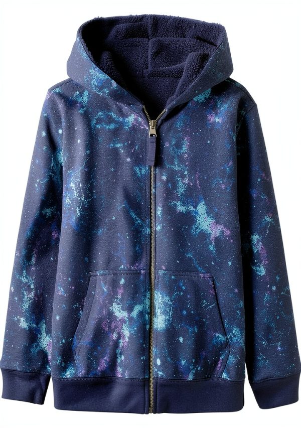 Lands End Kids Fleece Sweatshirt Unisex Cotton Blend Hood Zip-0