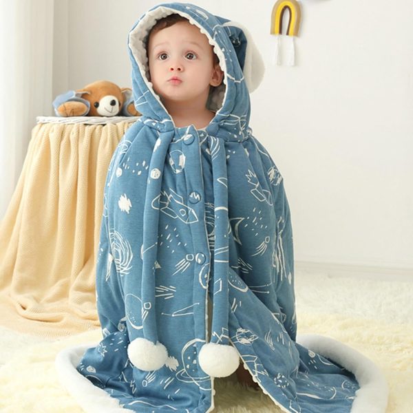 SONARIN Baby Hooded Cloak Soft Cotton Velvet Rabbit Style One Size-1