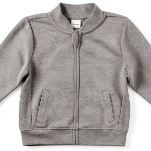 Hanes Baby Girls Fleece Jacket 6-12 Months Charcoal Stretch Fabric-0