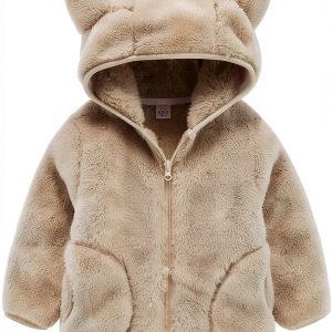 CozyKids Fleece Jacket for Toddler Boys 3-4T Red Hooded Winter Coat-0
