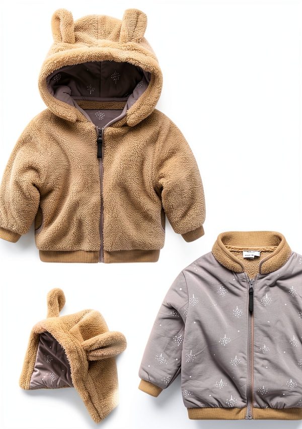 Mud Kingdom Teddy Bear Hooded Jacket for Baby Boys 18-24 Months Beige-1