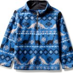 The Children's Place Boys Quarter Zip Fleece Sweater Blue Dino 2T-3T-0