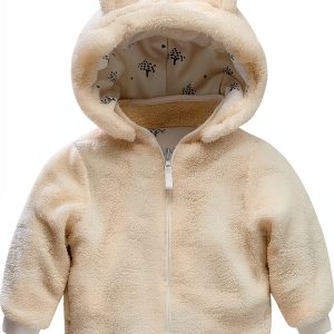 Mud Kingdom Teddy Bear Hooded Jacket for Baby Boys 18-24 Months Beige-0