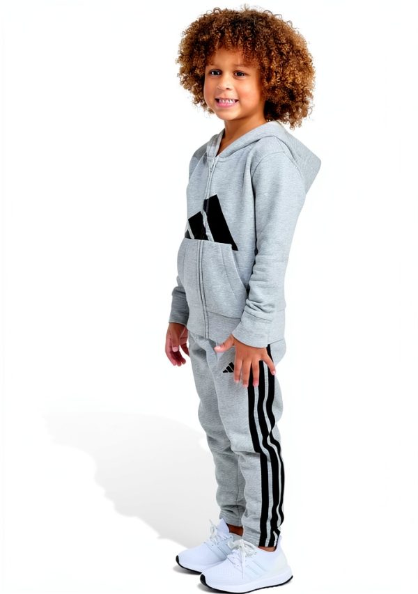 adidas boys fleece jacket set medium grey heather 3T-2