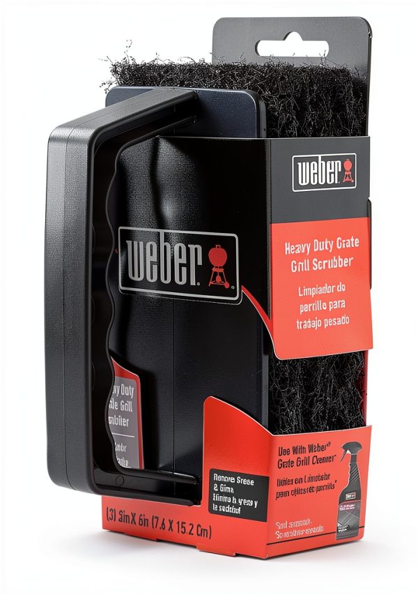 Weber Grill Grate Scrubber - Black 8026 Grill Brush Residue Removal-0