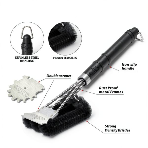Grill Brush GRILLART 18 Inch BBQ Cleaning Brush and Scraper Matt Black-1