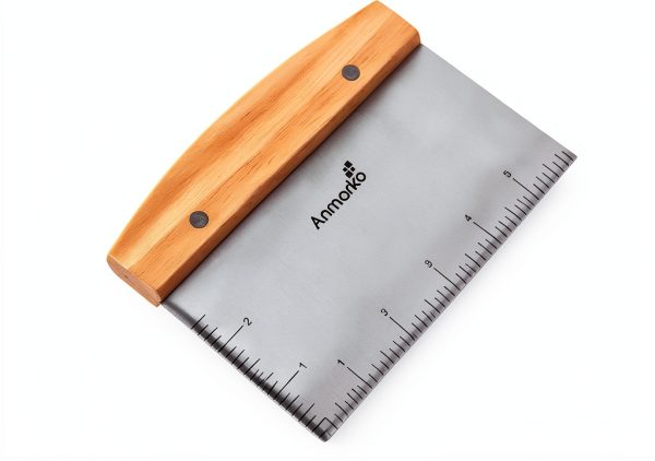Dough Cutter Anmarko Stainless Steel Bench Scraper with Wooden Handle-0