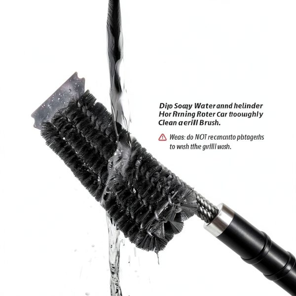GRILLART Grill Brush and Scraper with Deluxe Handle, Safe Wire Grill Brush BBQ Cleaning Brush Grill Grate Cleaner for Gas Infrared Charcoal Porcelain Grills, BR-8529-4