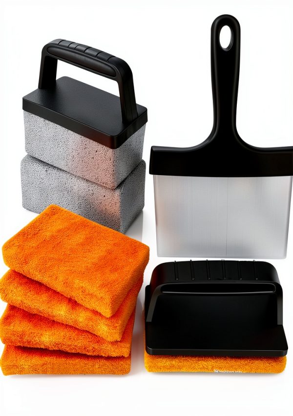 10 Pieces Griddle Cleaning Kit for Blackstone & More - Professional Flat Top Grill Cleaning Kit with Heavy Duty Griddle Scraper, Grill Stones, Scouring Pads & Ergonomic Handles-0